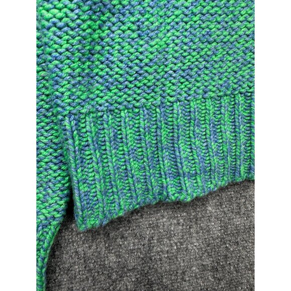 Vintage Y2K American Eagle Shawl Collar Sweater Large Marled Green Blue Grandpa - Picture 9 of 9